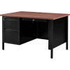 Interion® Steel Teachers Desk 48x30 - Mahogany Top with Black Frame
