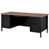Interion® Steel Teachers Desk 72x30 - Walnut Top with Black Frame