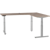 Interion® L-Shaped Electric Height Adjustable Desk, 60"W x 24"D, Gray W/ Gray Base