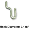 Global Approved 700022, J Hook For Slatwall & Pegboard, 0.5"W x 1.25"L, Metal