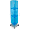 Global Approved 701465-BLU 4-Sided Interlocking Pegboard Floor Display W/ Wheels, 14" x 60", Blue