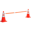 Global Industrial Retractable Cone Bar, Orange With Reflective Tape, 5' to 8'