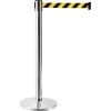 Crowd Control Stanchion, 40in Stainless Steel Post, Yellow/Black Belt, 7-1/2ft L
																			