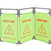 Global Industrial "Safety First" Folding Fabric Barrier, Lime Green, English/French