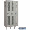 Vented Metal Locker 71368 - Single Tier 3 Wide 12"W x 18"D x 72"H Gray Unassembled