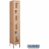 Vented Metal Locker 72165 - Double Tier 1 Wide 12"W x 15"D x 36"H Tan Assembled