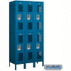 Double Tier 6 Door Vented Metal Locker, 12"Wx18"Dx36"H, Blue, Unassembled