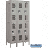 Double Tier 6 Door Vented Metal Locker, 12"Wx18"Dx36"H, Gray, Unassembled