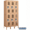 Vented Metal Locker 72368 - Double Tier 3 Wide 12"W x 18"D x 36"H Tan Assembled