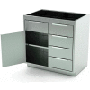 AERO Stainless Steel Base Cabinet BC-2203, 1 Hinged Door, 1 Shelf, 5 Drawers, 48"W x 21"D x 36"H