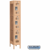 Triple Tier 3 Door Vented Metal Locker, 12"Wx15"Dx24"H, Tan, Unassembled