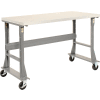 Global Industrial™ 60 x 36 Mobile Fixed Height Flared Leg Workbench - Laminate Square Edge Gray