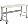 Global Industrial™ 72 x 30 Mobile Fixed Height Flared Leg Workbench - ESD Safety Edge Gray