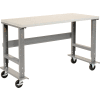 Global Industrial 60x36 Mobile Adj. Height C-Channel Leg Workbench - Laminate Square Edge