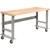 Global Industrial 72x30 Mobile Adjustable Height C-Channel Leg Workbench - Maple Square Edge