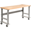 Global Industrial™ 60x30 Mobile Adjustable Height C-Channel Leg Workbench - Maple Square Edge