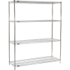 Nexel® Chrome, 4 Tier, Wire Shelving Starter Unit, 72"W x 21"D x 74"H