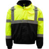 GSS Safety Hi-Visibility Class 3 Waterproof Quilt-Lined Bomber Jacket, Lime/Black, 4XL