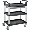 Global Industrial Storage Utility Cart W/Aluminum Posts, 3 Shelves/1 Drawer, 26"Lx17"W