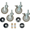 Nexel Stem Caster Set (4)5"X1-1/4"Gray Polyurethane W/ Plastic Brake Plate