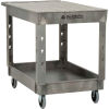 Deluxe plastic Gray 2 shelf Flat Service & Utility 40x26 Cart, 5in Casters
																			