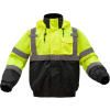 GSS Safety Hi-Visibility Class 3 3-In-1 Waterproof Bomber Jacket W/Fleece Lining, Lime/Black, 2XL