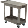 Global Industrial Flat Top Plastic Utility Cart, 2 Shelf, 38"Lx17-1/2"W, 5" Casters, Gray