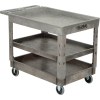 Global Industrial Tray Top Utility Cart w/3 Shelves, 44"L x 25-1/2"W x 32-1/2"H, Gray