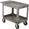 Global Industrial Extra Strength Plastic 2 Tray Shelf Service Cart 44x25-1/2 8" wheels
