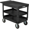 Global Industrial™ Tray Top Utility Cart w/3 Shelves, 44"L x 25-1/2"W x 35-1/2"H, Black