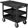 Global Industrial Tray Top Utility Cart w/3 Shelves, 44"L x 25-1/2"W x 35-1/2"H, Black