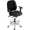 Interion® Manager Stool With Arms - Fabric - 360° Footrest - Black