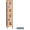 Extra Wide Vented Metal Locker 82165 - Double Tier 1 Wide 15"Wx15"Dx36"H Tan Assembled