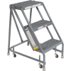 Grip 16"W 3 Step Steel Rolling Ladder 10"D Top Step - KDSR003162