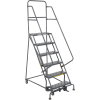 6 Step 24"W 20"D Top Step Steel Rolling Ladder - Perforated Tread - KDSR106246-D2