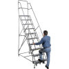 Heavy Duty Steel Rolling Ladder - Handrails for User Safety