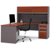 Bestar® L Desk with Hutch & Pedestal - 71"- Bordeaux & Slate - Connexion Series
