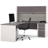 Bestar® L Desk with Hutch & Pedestal - 71"- Slate & Sandstone - Connexion Series