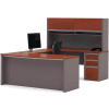 Bestar® U Desk with Hutch & Pedestal - 71" - Bordeaux & Slate - Connexion Series