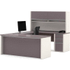 Bestar® U Desk with Hutch & Pedestal - 71" - Slate & Sandstone - Connexion Series