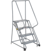 4 Step Steel 24"W Step Tilt And Roll Ladder - Perforated Tread - KDTF104246