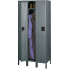 Tennsco Single Tier 3 Door Steel Locker W/Legs, Recessed Handle, 12"Wx18"Dx72"H, Gray, Assembled
