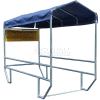 VersaCart® Double Shopping Cart Corral without Divider with Blue Canopy 12'L x 60"W