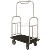 Glaro Ball Top Bellman Cart 40x25 Satin Aluminum Black Carpet, 4 Rubber Wheels