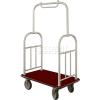Glaro Ball Top Bellman Cart 40x25 Satin Aluminum Burgundy Carpet, 4 Rubber Wheels
