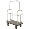 Glaro Ball Top Bellman Cart 48x25 Satin Aluminum Gray Carpet, 4 Rubber Wheels