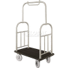 Glaro Ball Top Bellman Cart 40x25 Satin Aluminum Black Carpet, 4 Pneumatic Wheels