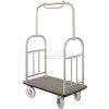 Glaro Ball Top Bellman Cart 48x25 Satin Aluminum Gray Carpet, 4 Pneumatic Wheels