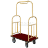 Glaro Ball Top Bellman Cart 40x25 Satin Brass Burgundy Carpet, 4 Rubber Wheels