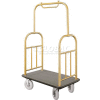 Glaro Ball Top Bellman Cart 40x25 Satin Brass Gray Carpet, 4 Pneumatic Wheels